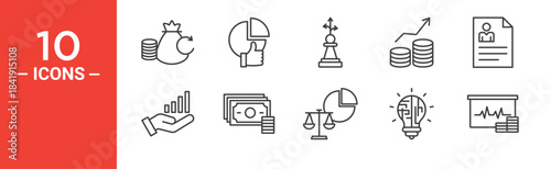 Business process icon set. Business process vector symbol in black filled and outlined style.