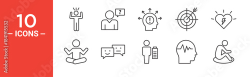 Human behavior icon set. Human behavior vector symbol in black filled and outlined style.