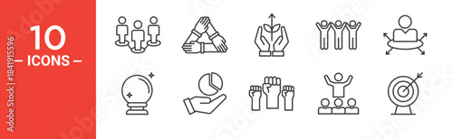 Leadership icon set. Leadership vector symbol in black filled and outlined style.