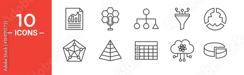 Strategy management icon set. Strategy management vector symbol in black filled and outlined style.