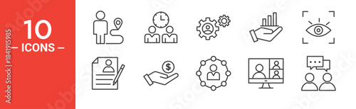 Teamwork icon set. Teamwork vector symbol in black filled and outlined style.