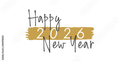 Happy New Year 2026 text, lettering design