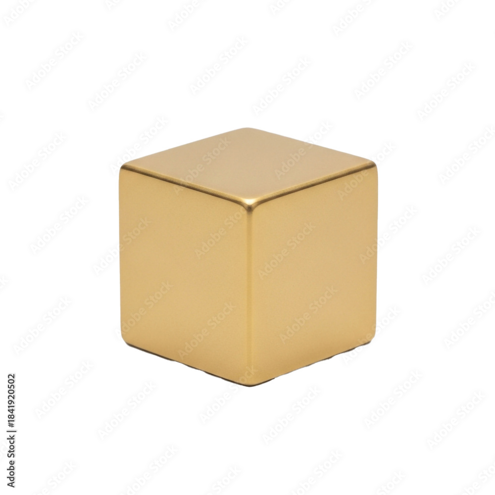 Fototapeta premium Golden Cube Object Minimalist Metallic Block for Design & Visuals