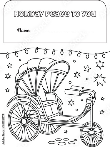 Vintage wedding invitation card with bicycle and isolated retro wheel transportation