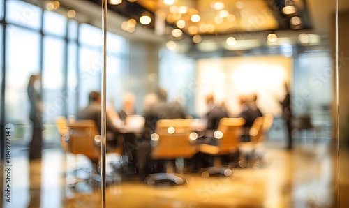 Wallpaper Mural Defocused board meeting background behind glass wall. High quality. High quality Torontodigital.ca