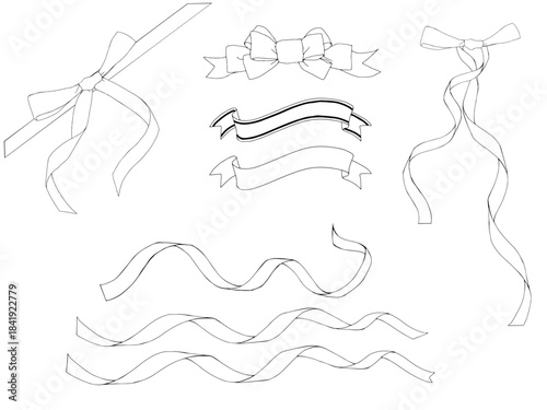 リボンのセットの線画