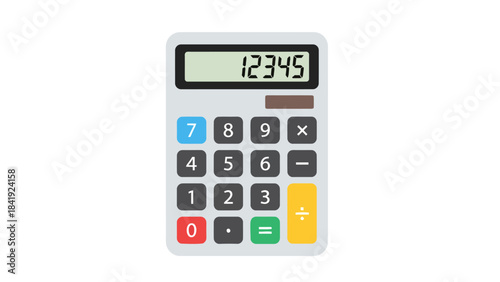 Illustration of a calculator with numeric display showing the numbers 12345