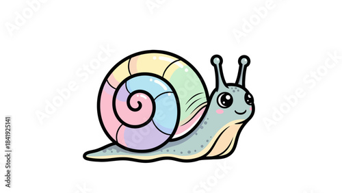 Adorable cartoon snail with a colorful shell and a friendly expression