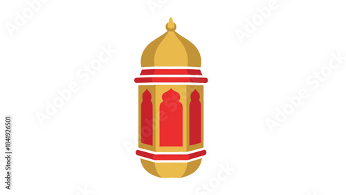 A golden and red lantern with intricate designs, symbolizing tradition and celebration, on a white background