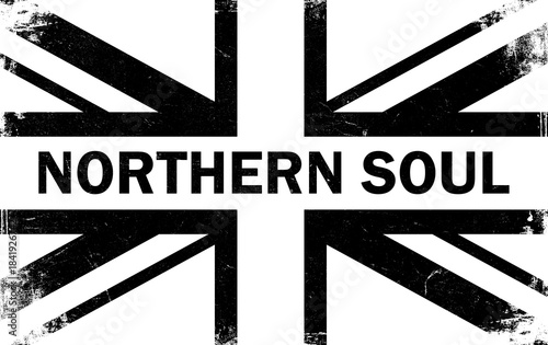 Northern Soul - black union jack british flag design with a vintage grunge distressed effect. 
