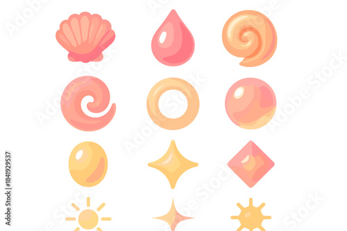 Blush shell gentle gleam vivid coral vector icon pure glowing glow