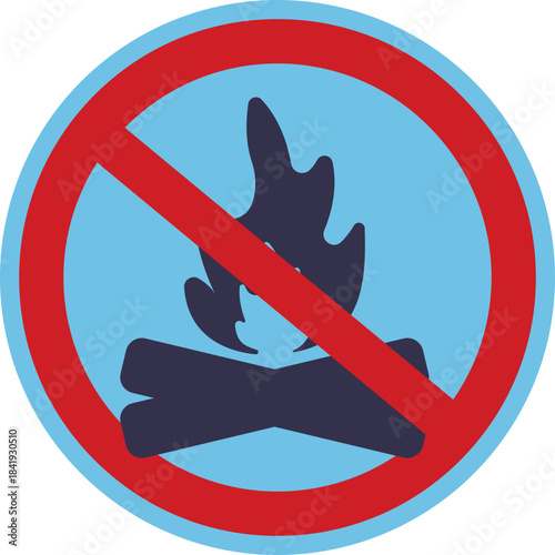 A symbol indicating that open fires or campfires are prohibited in the area.