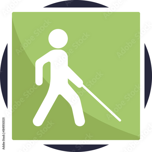 Sign marking spaces where support or awareness for visually impaired persons is needed.