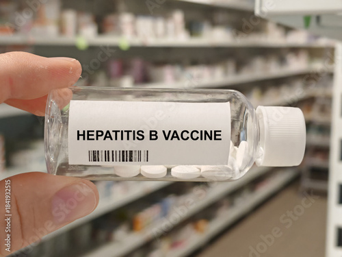Box of HEPATITIS B VACCINE tablets on a hospital pharmacy table used to prevent hepatitis B an inactivated vaccine.