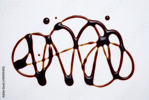 Chocolate Syrup Drizzled Food Art: Abstract Dessert Topping and Creative Culinary Designs in Modern Kitchen Photography
