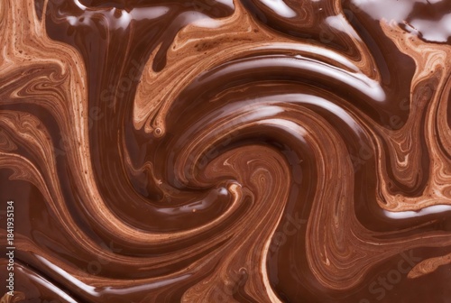 Luxurious and Creamy Melted Chocolate Swirl Texture - Rich Brown Gourmet Dessert Background for Culinary Art and Baking