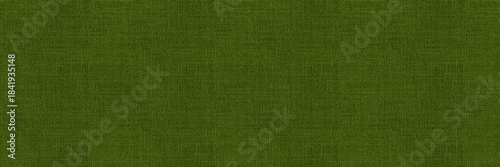 Olive green color fabric background – seamless texture of cloth textile material. Long wide natural canvas backdrop of woven linen cloth swatch.