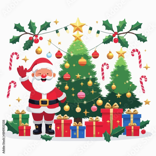 santa claus and christmas tree