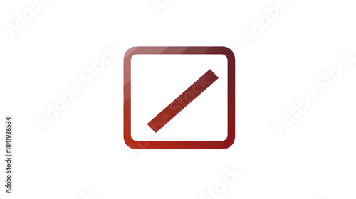 Red square with diagonal line icon on transparent background for web design