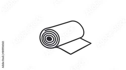 Rolled up mat illustration in outline style against transparent background