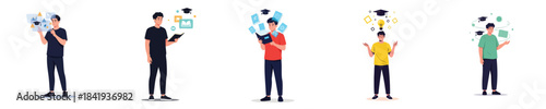 Fotografija Education Learning Skills Flat Design Modern Student Studying Concept Illustrati