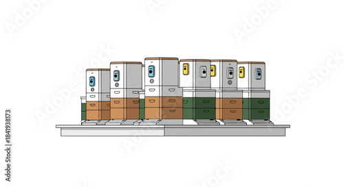 Recycling bins for waste sorting and environmental protection.