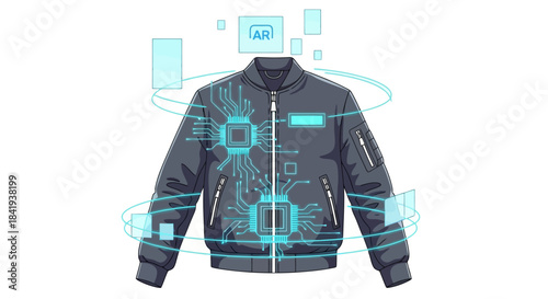 Smart Jacket with Integrated Technology and Digital Interface.