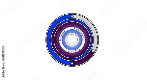 Abstract concentric circles with blue and purple hues.