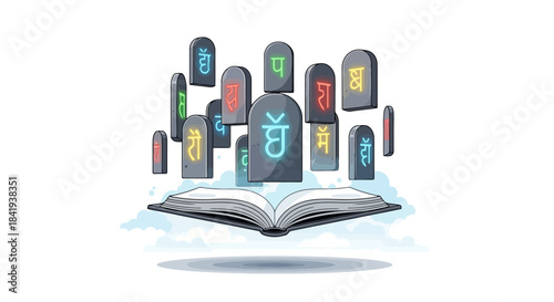 Ancient Wisdom Illuminated Book and Stone Tablets.