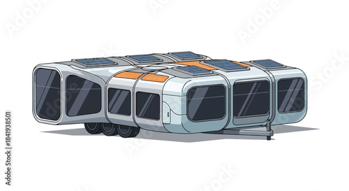 Futuristic Modular Trailer for Sustainable Living and Exploration.