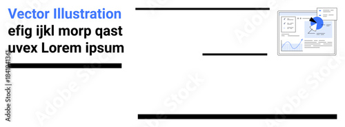 Data visualization, digital analytics, business reports, financial tracking, marketing insights, statistics. A computer screen showing charts and data. Data visualization and digital analytics