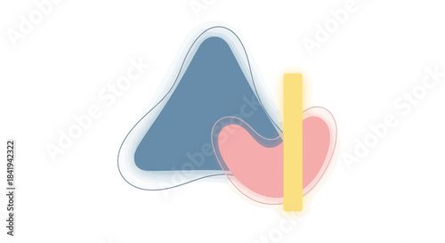 Abstract geometric shapes with soft colors and fluid lines.