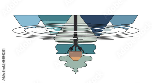 Abstract illustration of a conceptual inverted pyramid with concentric ripples.