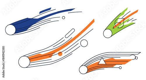 Abstract illustration of dynamic lines and shapes in motion.