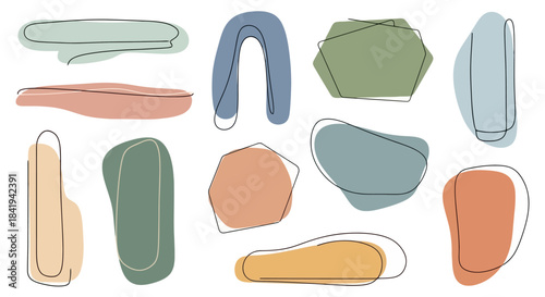 Abstract Organic Shapes with Continuous Line Art and Earthy Tones.