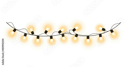 Brightly Lit String of Incandescent Light Bulbs for Festive Decor.