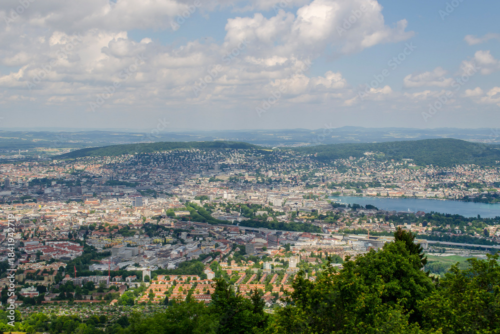 Fototapeta premium View over Zurich from Üetliberg, Switzerland