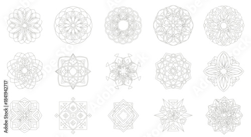 Collection of intricate geometric mandalas and decorative circular patterns.