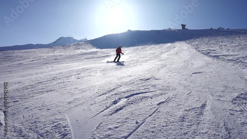 skiing in the mountains