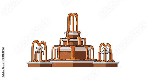 Elegant chocolate fountain with multiple tiers and flowing chocolate.