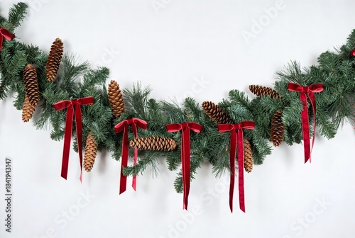Traditional Christmas Decorations: Pine Cones, Evergreen Branches, and Ribbons for a Festive and Eco-Friendly Home Decor