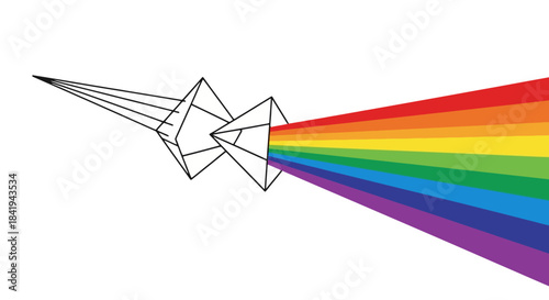 Light Dispersion Through Prisms Creating a Spectrum of Colors.