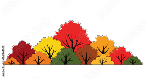 Vibrant Autumn Forest Landscape with Colorful Trees and Foliage.