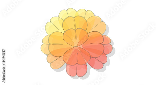 Vibrant Watercolor Flower Blossom with Gradient Petals.