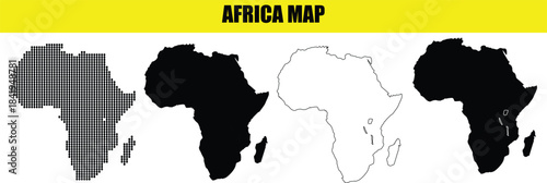 Africa map illustration with various shading styles