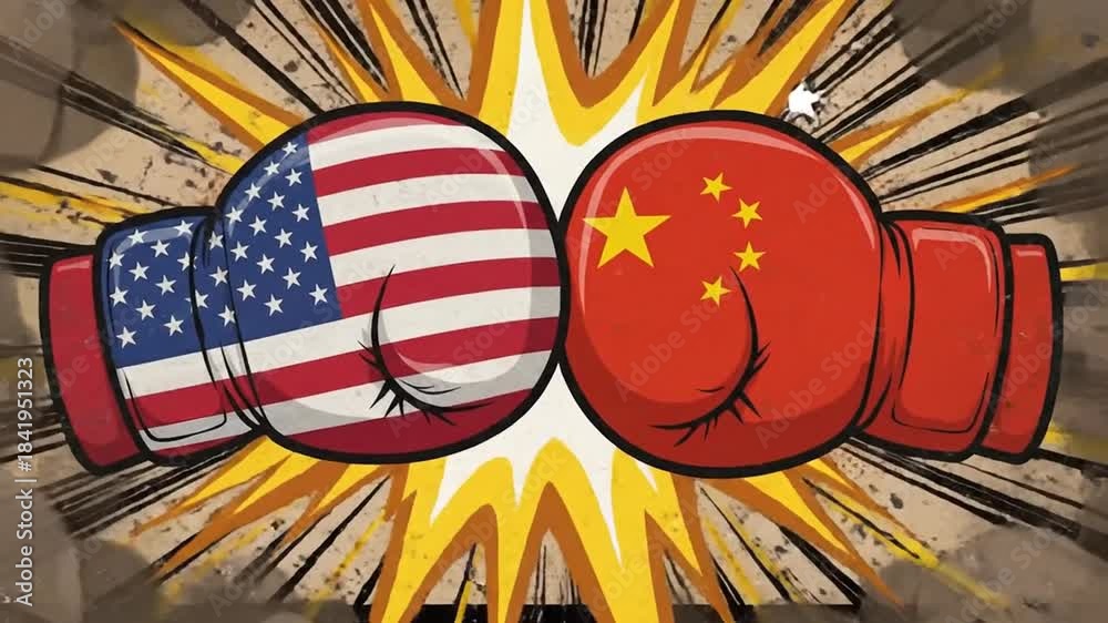 US vs China: Economic Rivalry and Political Tension Illustrated Stock ...