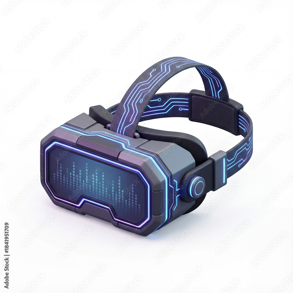 Fototapeta premium Cyberpunk vr glasses headset 3d icon illustration isolated on white background. Virtual reality digital device for future gaming or metaverse concept
