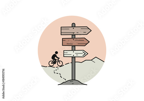 Cyclist at Crossroads: Choosing the Right Path in Nature.