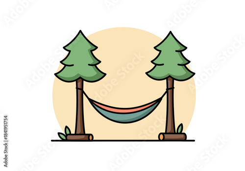 Hammock Between Trees: A Relaxing Outdoor Scene.