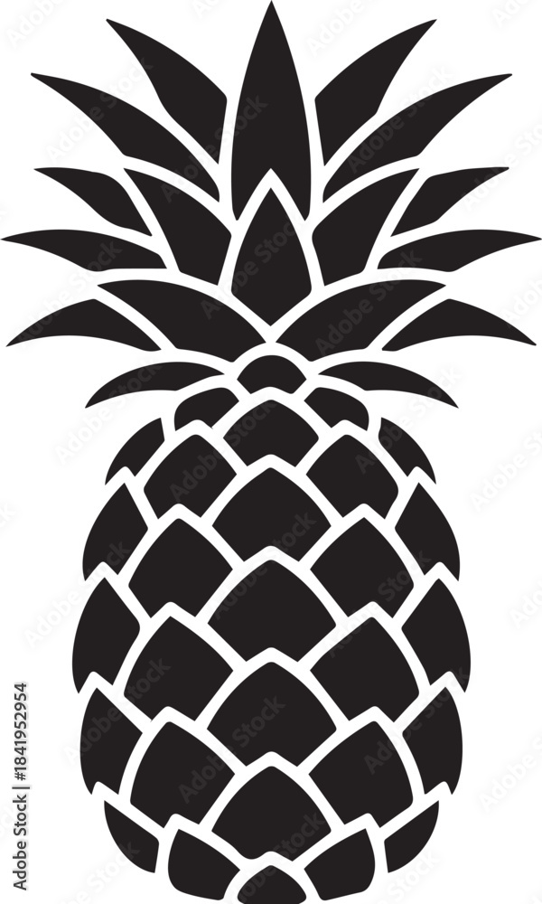 Obraz premium Black and white stylized pineapple silhouette icon or stencil design